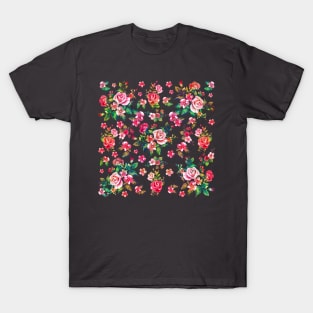 Boho Chic spring roses floral watercolor pattern T-Shirt